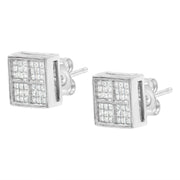 Bids.com 14K White Gold 1/2 Cttw Princess Diamond Composite Box Shape Milgrain Stud Earrings (H-I Color, SI1-SI2 Clarity) Earrings White Smoke White.Gold / 0.5