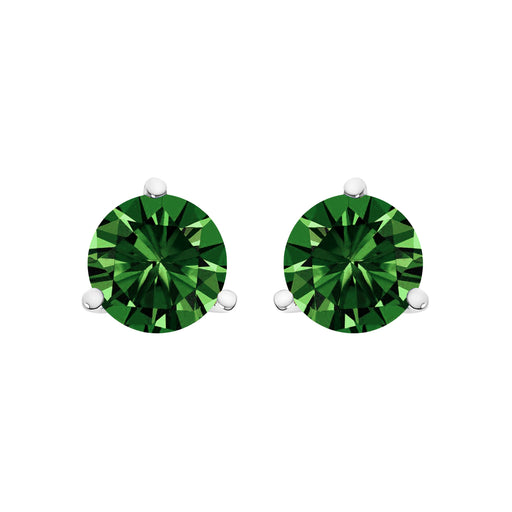 Bids.com 14K White Gold 1.0 Cttw 3-Prong Martini Set Lab Grown Green Diamond Solitaire Stud Earrings Earrings White Smoke White.Gold / 1