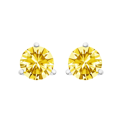 Bids.com 14K White Gold 3-Prong Martini Set 1.0 Cttw Yellow Lab Grown Diamond Solitaire Stud Earrings Earrings White Smoke White.Gold / 1