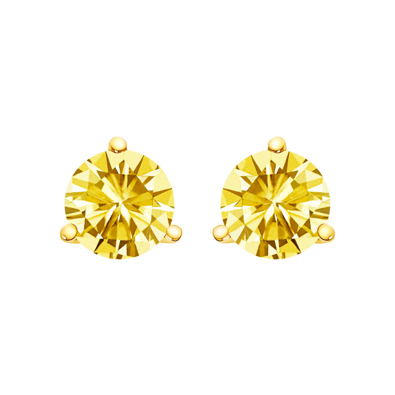 Bids.com 14K White Gold 3-Prong Martini Set 1.0 Cttw Yellow Lab Grown Diamond Solitaire Stud Earrings Earrings White Smoke Yellow.Gold / 1