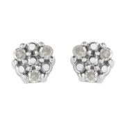 Bids.com .925 Sterling Silver 1/10 cttw Prong Set Round-Cut Trio Diamond Stud Earrings (I-J Color, I3 Clarity) Earrings White Smoke White.Sterling Silver / 0.12