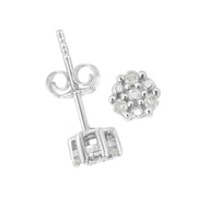 Bids.com .925 Sterling Silver 1/10 cttw Prong Set Round-Cut Trio Diamond Stud Earrings (I-J Color, I3 Clarity) Earrings White Smoke White.Sterling Silver / 0.12