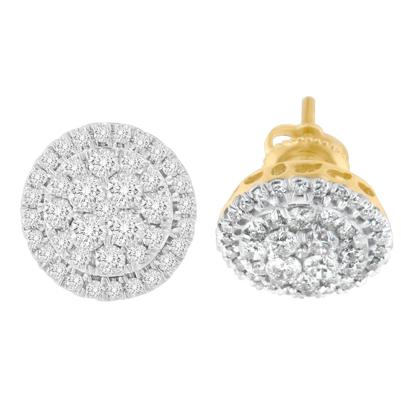 Bids.com 10K Yellow Gold Round Cut Diamond Earrings (1.5 cttw, H-I Color, I2-I3 Clarity) Earrings White Smoke Yellow.Gold / 1.48