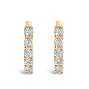 Bids.com 14k Yellow Gold 1/2 Cttw Diamond Cluster Hoop Earrings (H-I Color, SI2-I1 Clarity) Earrings White Smoke Yellow.Gold / 0.5