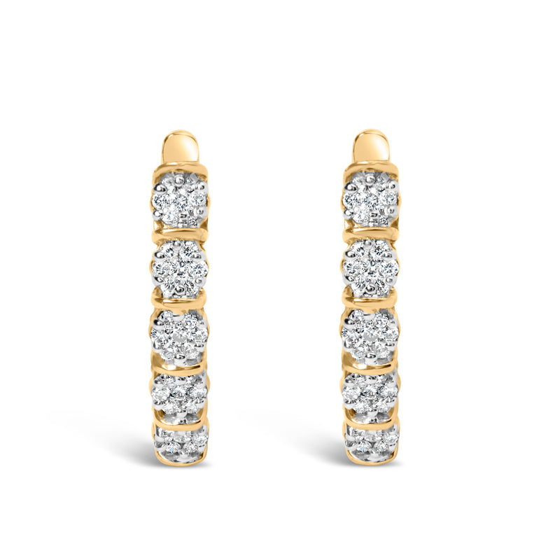 Bids.com 14k Yellow Gold 1/2 Cttw Diamond Cluster Hoop Earrings (H-I Color, SI2-I1 Clarity) Earrings White Smoke Yellow.Gold / 0.5