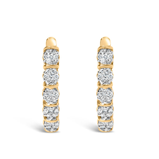 Bids.com 14k Yellow Gold 1/2 Cttw Diamond Cluster Hoop Earrings (H-I Color, SI2-I1 Clarity) Earrings White Smoke Yellow.Gold / 0.5