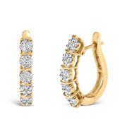 Bids.com 14k Yellow Gold 1/2 Cttw Diamond Cluster Hoop Earrings (H-I Color, SI2-I1 Clarity) Earrings White Smoke Yellow.Gold / 0.5
