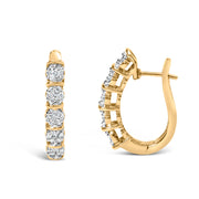Bids.com 14k Yellow Gold 1/2 Cttw Diamond Cluster Hoop Earrings (H-I Color, SI2-I1 Clarity) Earrings White Smoke Yellow.Gold / 0.5