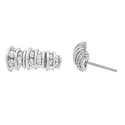 Bids.com 14K White Gold 7/8 cttw Baguette & Round Brilliant-Cut Diamond Dangle Multi Row Earrings (H-I Color, SI2-I1 Clarity) Earrings White Smoke White.Gold / 0.93