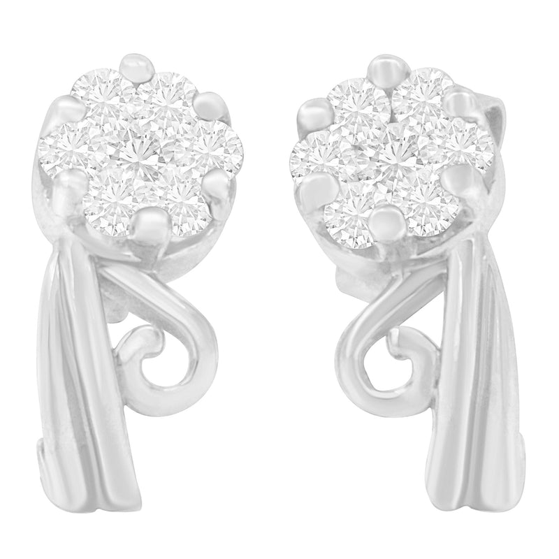 Bids.com 14K White Gold 1/2 cttw Round Cut Diamond Earrings (H-I, I1-I2) Earrings White Smoke White.Gold / 0.5