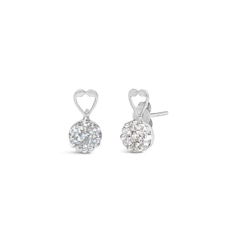 Bids.com 14K White Gold 1 1/4 cttw Round Cut Diamond Earrings (H-I, I1-I2) Earrings White Smoke White.Gold / 1.17