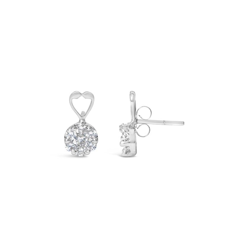 Bids.com 14K White Gold 1 1/4 cttw Round Cut Diamond Earrings (H-I, I1-I2) Earrings White Smoke White.Gold / 1.17