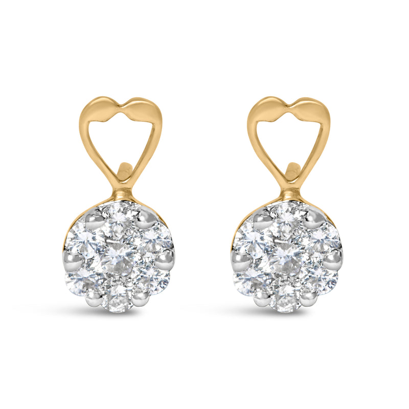 Bids.com 14K Yellow Gold 1ct. TDW Round-cut Diamond Earrings (I-J,SI2-I1) Earrings White Smoke Yellow.Gold / 1.14