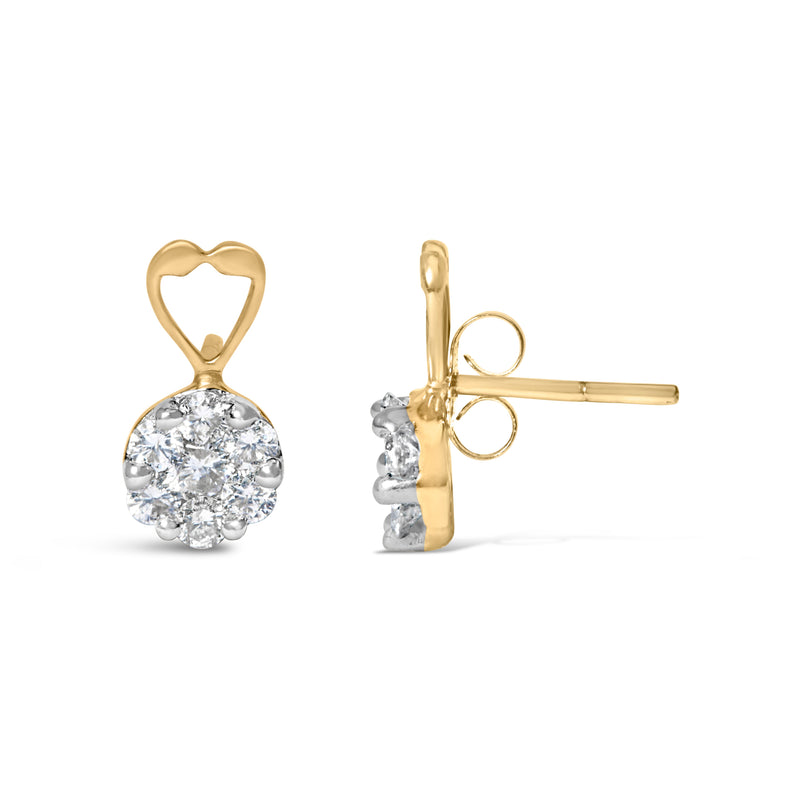 Bids.com 14K Yellow Gold 1ct. TDW Round-cut Diamond Earrings (I-J,SI2-I1) Earrings White Smoke Yellow.Gold / 1.14