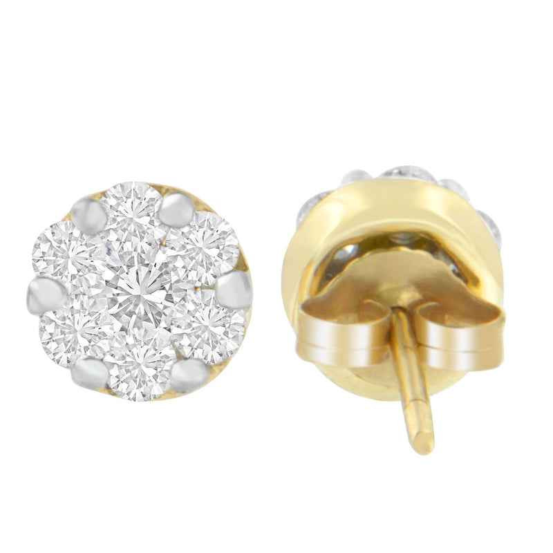 Bids.com 14K Yellow Gold 3/4 cttw Round Cut Diamond Stud Earring (I-J, SI2-I1) Earrings White Smoke Yellow.Gold / 0.84