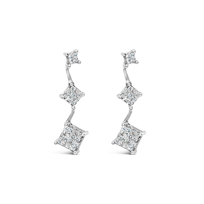 Bids.com 14K White Gold 1 cttw Princess Cut Diamond Earrings (G-H, VS1-VS2) Earrings White Smoke White.Gold / 1