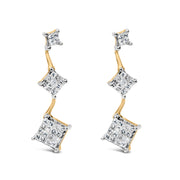 Bids.com 14K Yellow Gold 1 cttw Princess Cut Diamond Earrings (H-I, SI1-SI2) Earrings White Smoke Yellow.Gold / 1