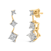 Bids.com 14K Yellow Gold 1 cttw Princess Cut Diamond Earrings (H-I, SI1-SI2) Earrings White Smoke Yellow.Gold / 1