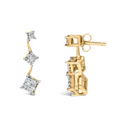 Bids.com 14K Yellow Gold 1 cttw Princess Cut Diamond Earrings (H-I, SI1-SI2) Earrings White Smoke Yellow.Gold / 1