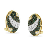 Bids.com Black and White Rhodium over 14K Yellow Gold 2-1/10 Cttw White and Blue Diamond Oval Omega Back Stud Earrings (H-I and Blue Color, SI1-SI2 Clarity) Earrings White Smoke Yellow.Gold / 2.16