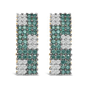 Bids.com 14K Yellow Gold 2.00 Cttw White and Treated Blue Diamond Four-Row PavÃ© Omegaback Earrings (H-I Color, SI1-SI2 Clarity) Earrings White Smoke Yellow.Gold / 2