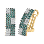 Bids.com 14K Yellow Gold 2 cttw White and Treated Blue Diamond Earrings (H-I, SI1-SI2) Earrings White Smoke Yellow.Gold / 2