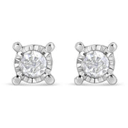 Bids.com .925 Sterling Silver 1.0 Cttw Round Brilliant-Cut Diamond Miracle-Set Solitaire Stud Earrings (H-I Color, I2-I3 Clarity) Earrings White Smoke White.Sterling Silver / 1.02