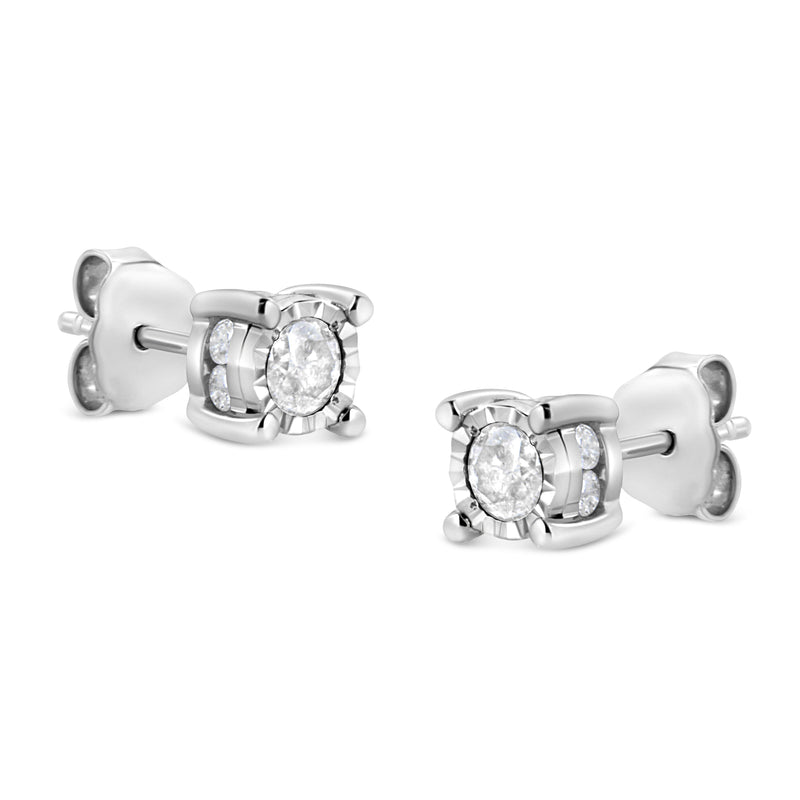 Bids.com .925 Sterling Silver 1.0 Cttw Round Brilliant-Cut Diamond Miracle-Set Solitaire Stud Earrings (H-I Color, I2-I3 Clarity) Earrings White Smoke White.Sterling Silver / 1.02