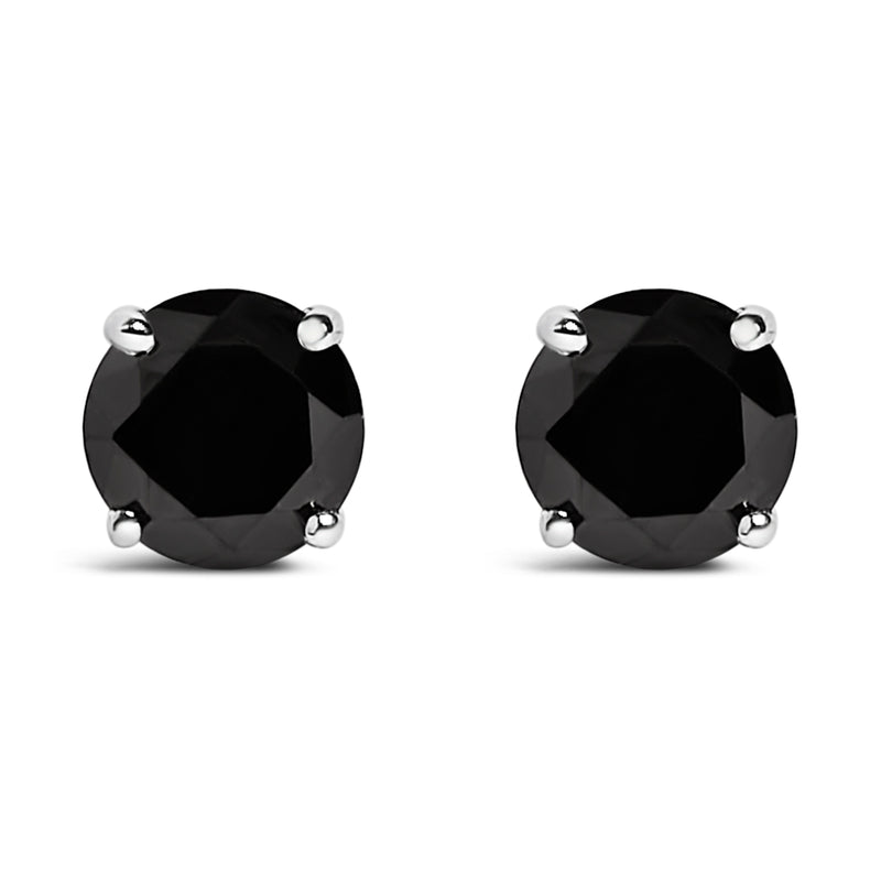 Bids.com .925 Sterling Silver 1/2 Cttw Black Diamond Solitaire Stud Earrings Earrings White Smoke White.Sterling Silver / 0.75