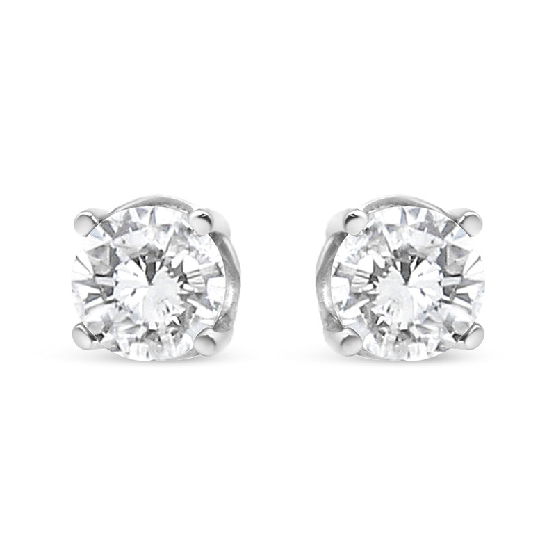 Bids.com 14K White Gold 3/4 Cttw Lab Grown Diamond 4-Prong Classic Stud Earrings (F-G Color, VS2-SI1 Clarity) Earrings White Smoke White.Gold / 0.75