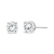 Bids.com 14K White Gold 3/4 Cttw Lab Grown Diamond 4-Prong Classic Stud Earrings (F-G Color, VS2-SI1 Clarity) Earrings White Smoke White.Gold / 0.75