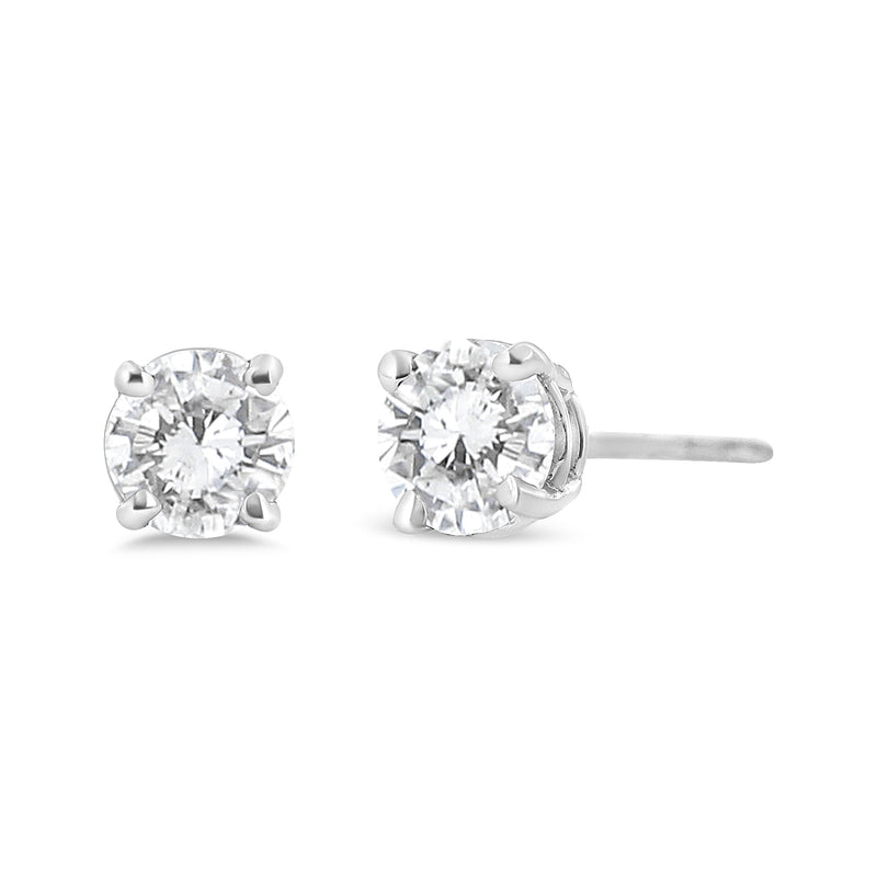 Bids.com 14K White Gold 3/4 Cttw Lab Grown Diamond 4-Prong Classic Stud Earrings (F-G Color, VS2-SI1 Clarity) Earrings White Smoke White.Gold / 0.75