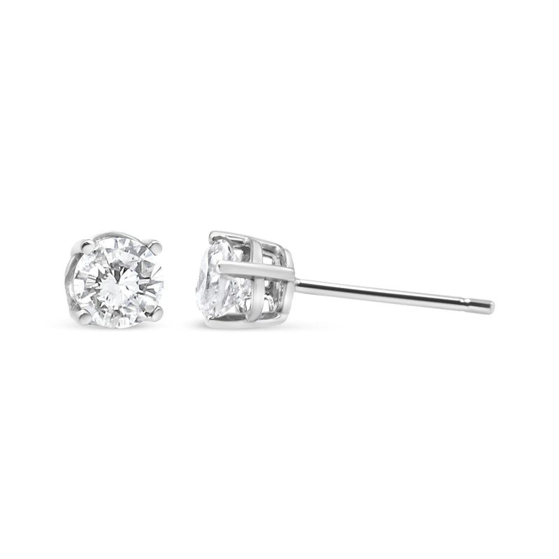 Bids.com 14K White Gold 3/4 Cttw Lab Grown Diamond 4-Prong Classic Stud Earrings (F-G Color, VS2-SI1 Clarity) Earrings White Smoke White.Gold / 0.75