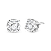 Bids.com 14K White Gold 3/4 Cttw Lab Grown Diamond 4-Prong Classic Stud Earrings (F-G Color, VS2-SI1 Clarity) Earrings White Smoke White.Gold / 0.75