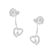 Bids.com .925 Sterling Silver 1/4 Cttw Diamond Swirl Heart Front/Back Earrings (I-J Color, I2-I3 Clarity) Earrings White Smoke White.Sterling Silver / 0.26