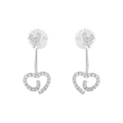 Bids.com .925 Sterling Silver 1/4 Cttw Diamond Swirl Heart Front/Back Earrings (I-J Color, I2-I3 Clarity) Earrings White Smoke White.Sterling Silver / 0.26