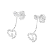 Bids.com .925 Sterling Silver 1/4 Cttw Diamond Swirl Heart Front/Back Earrings (I-J Color, I2-I3 Clarity) Earrings White Smoke White.Sterling Silver / 0.26