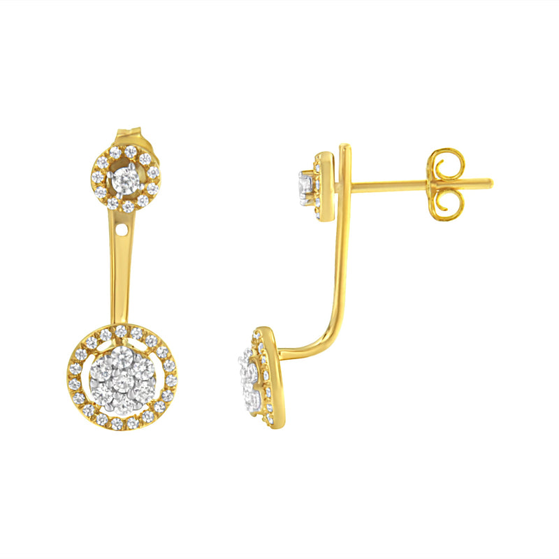 Bids.com 14K Yellow Gold Plated .925 Sterling Silver 5/8 Cttw Diamond Removable Stud and Dangle Earrings (I-J Color, I2-I3) Earrings White Smoke Yellow.Sterling Silver / 0.58
