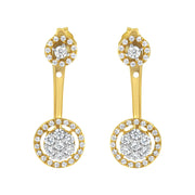 Bids.com 14K Yellow Gold Plated .925 Sterling Silver 5/8 Cttw Diamond Removable Stud and Dangle Earrings (I-J Color, I2-I3) Earrings White Smoke Yellow.Sterling Silver / 0.58