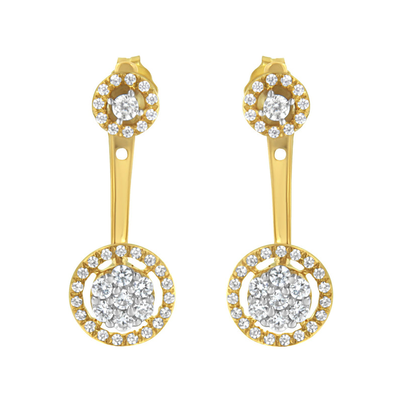 Bids.com 14K Yellow Gold Plated .925 Sterling Silver 5/8 Cttw Diamond Removable Stud and Dangle Earrings (I-J Color, I2-I3) Earrings White Smoke Yellow.Sterling Silver / 0.58