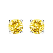 Bids.com 14K White Gold 1.0 Cttw Lab Grown Yellow Diamond Solitaire Stud Earrings (Yellow Color, VS2-SI1 Clarity) Earrings White Smoke White.Gold / 2