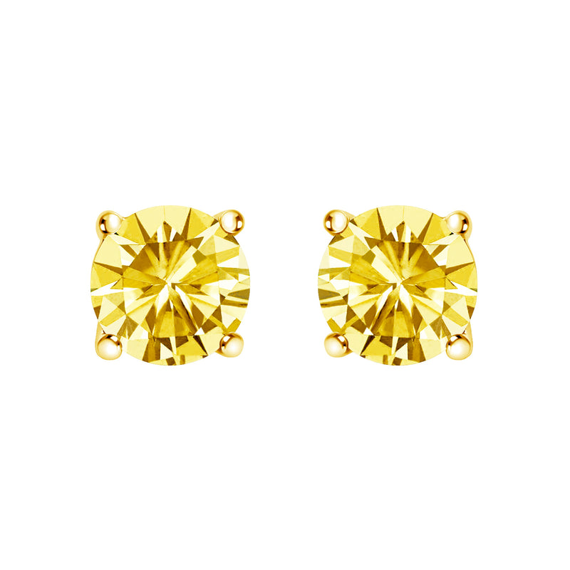 Bids.com 14K White Gold 1.0 Cttw Lab Grown Yellow Diamond Solitaire Stud Earrings (Yellow Color, VS2-SI1 Clarity) Earrings White Smoke Yellow.Gold / 2