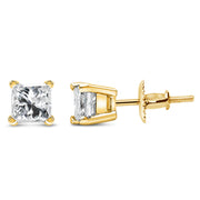 Bids.com 14K Yellow Gold 1/2 Cttw Princess Cut Diamond Solitaire Stud Earrings with Screwbacks (I-J Color, SI2-I1 Clarity) Earrings White Smoke Yellow.Gold / 0.5