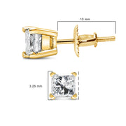 Bids.com 14K Yellow Gold 1/2 Cttw Princess Cut Diamond Solitaire Stud Earrings with Screwbacks (I-J Color, SI2-I1 Clarity) Earrings White Smoke Yellow.Gold / 0.5