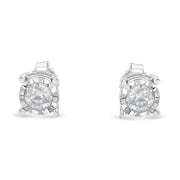 Bids.com .925 Sterling Silver 1/2 Cttw Near Colorless Round Brilliant-Cut Diamond Miracle-Set Stud Earrings (H-I Color, I2-I3 Clarity) Earrings White Smoke White.Sterling Silver / 0.5