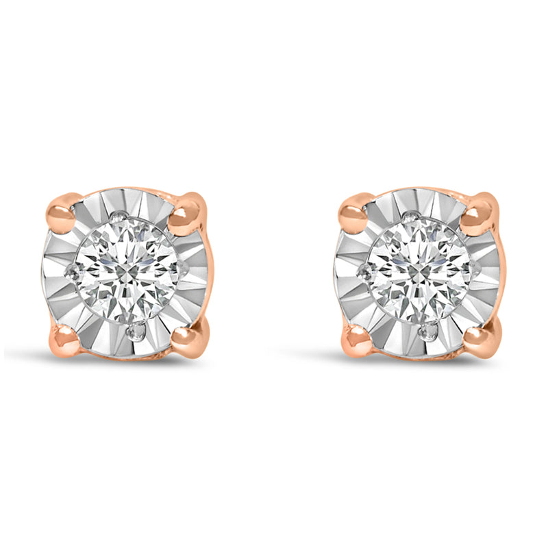 Bids.com .925 Sterling Silver 1/10 Cttw Round Brilliant-Cut Lab Grown Diamond Miracle-Set Stud Earrings (F-G Color, VS1-VS2 Clarity) Earrings White Smoke Rose.Sterling Silver / 0.1