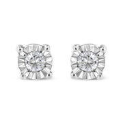 Bids.com 10K Yellow Gold Plated .925 Sterling Silver 1/10 Cttw Round Brilliant-Cut Diamond Miracle-Set Stud Earrings (J-K Color, I3 Clarity) Earrings White Smoke 0.1 / White.Sterling Silver