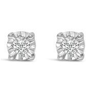 Bids.com .925 Sterling Silver 1/10 Cttw Round Brilliant-Cut Lab Grown Diamond Miracle-Set Stud Earrings (F-G Color, VS1-VS2 Clarity) Earrings White Smoke White.Sterling Silver / 0.1