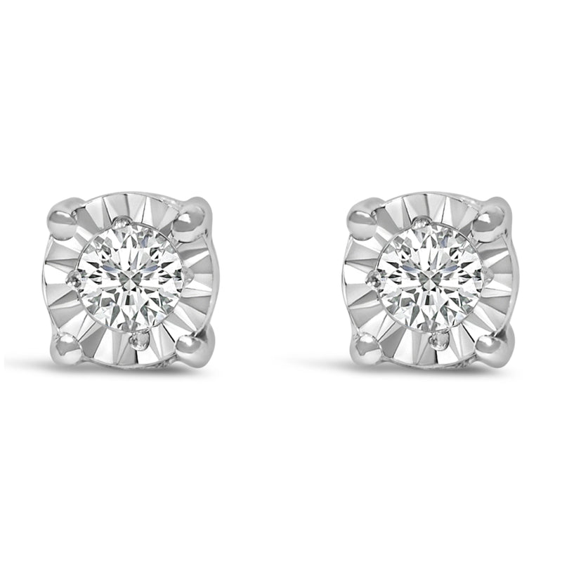 Bids.com .925 Sterling Silver 1/10 Cttw Round Brilliant-Cut Lab Grown Diamond Miracle-Set Stud Earrings (F-G Color, VS1-VS2 Clarity) Earrings White Smoke White.Sterling Silver / 0.1