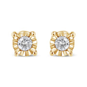 Bids.com 10K Yellow Gold Plated .925 Sterling Silver 1/10 Cttw Round Brilliant-Cut Diamond Miracle-Set Stud Earrings (J-K Color, I3 Clarity) Earrings White Smoke 0.1 / Yellow.Sterling Silver
